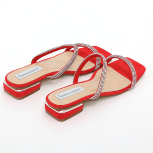 Sandali bassi in simil camoscio con fasce ricoperte di strass