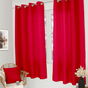 Rideau uni à oeillets - Rouge