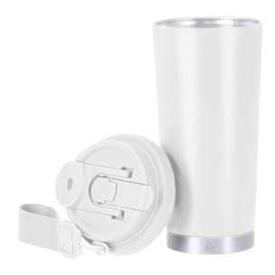 Vaso térmico con 500 ml de capacidad en Acero Inoxidable Reciclado. Cuenta con doble sistema de bebida, orificio con cierre hermético y pajita integrada. Libre de BPA.