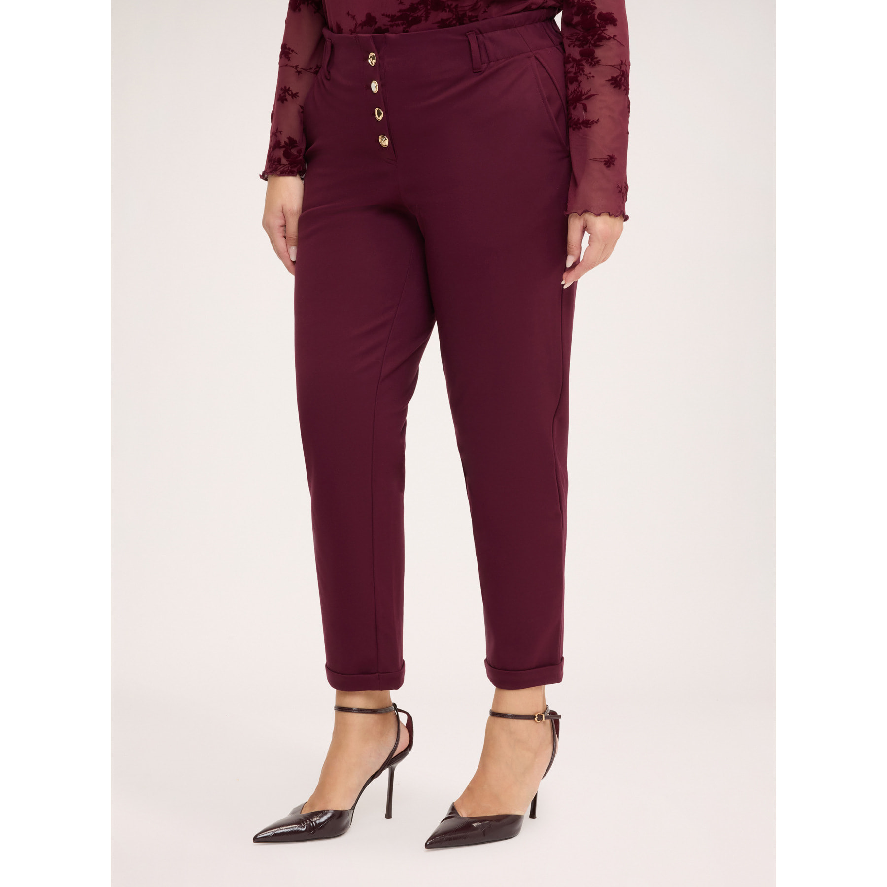 Fiorella Rubino - Pantaloni Balloon in Punto Milano - Bordeaux