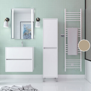Colonne de rangement Blanc Laqué sur Pieds - Hauteur 160 cm - 2 Portes - XENOS