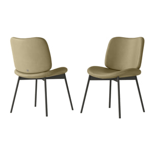 SET DI 2 SEDIE MAKO - STRUTTURA GRIGIO CARBONE, PELLE BEIGE