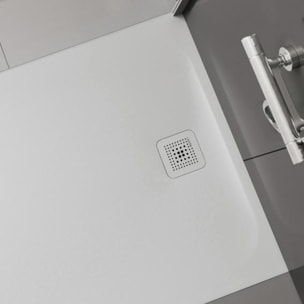 Receveur de douche en gel coat Marbond, extra-plat, carré, évacuation sur le côté 80x80, Blanc mat (H2109500000001)