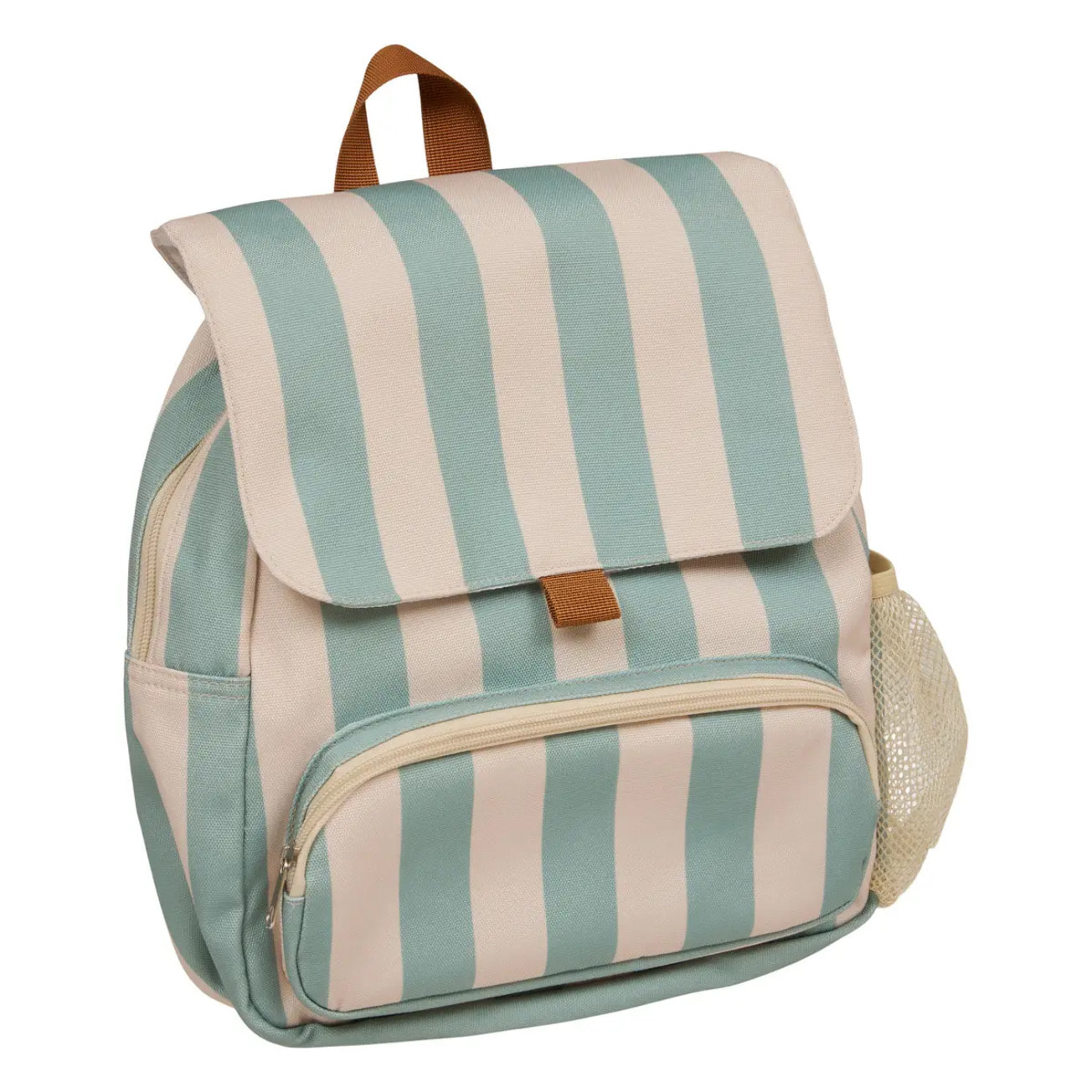 Sac à dos enfant Basco avec pochette isolante 6L rayé vert et beige