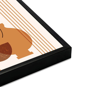 Affiche encadrée line art vase tons chaleureux Affiche + cadre en métal - Noir