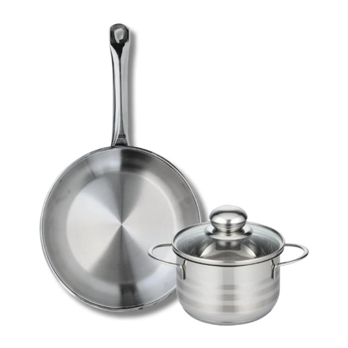 Ensemble de 1 Poêle de cuisson 28 cm et 1 faitout 16 cm Elo Profi Brillant