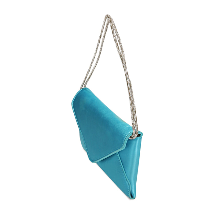 Borsa a tracolla celeste in raso