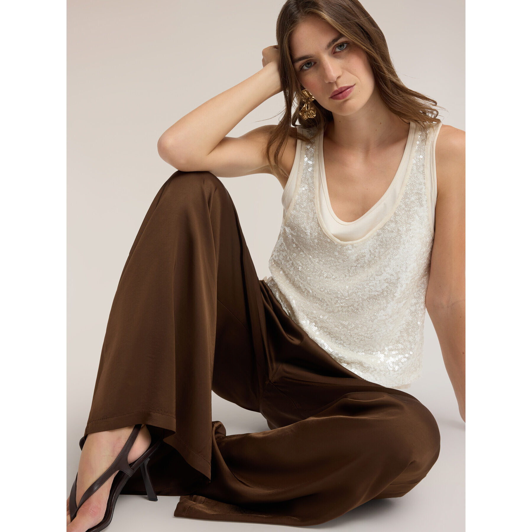 Motivi - Top full lentejuelas - Beige