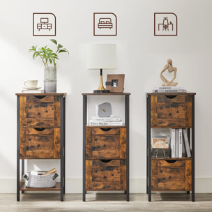 Mobiletto bagno industriale in legno e acciaio con cassetti