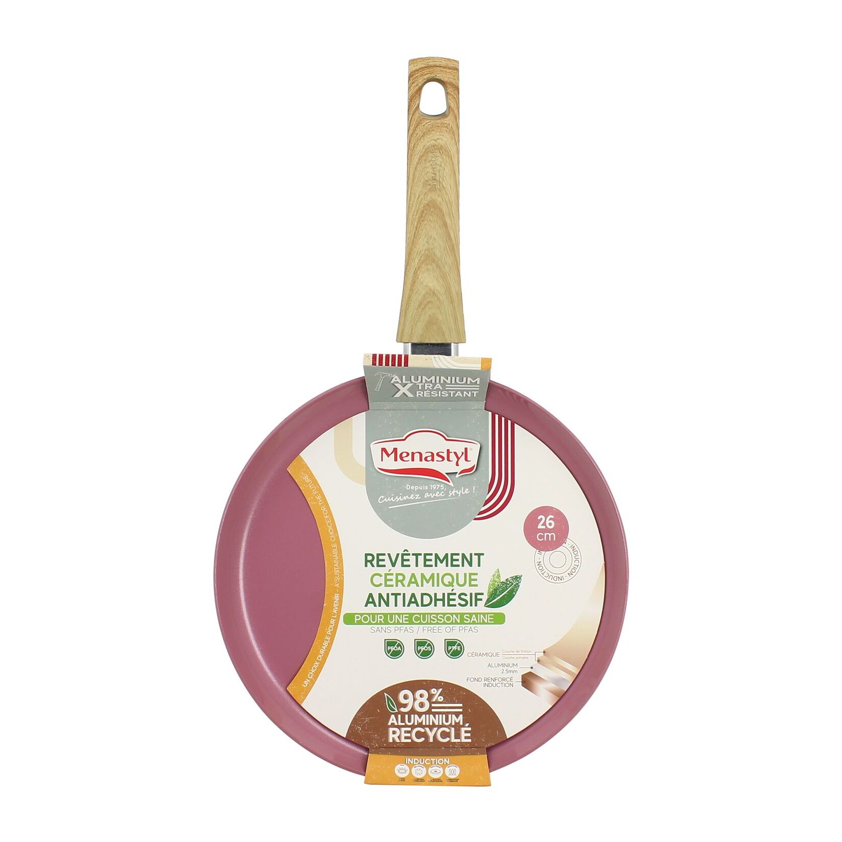 Crêpière 26cm en aluminium recyclé lilas - tous feux COLORAMA