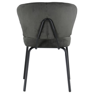 Lot de 2 chaises en velours côtelé gris foncé NILSA