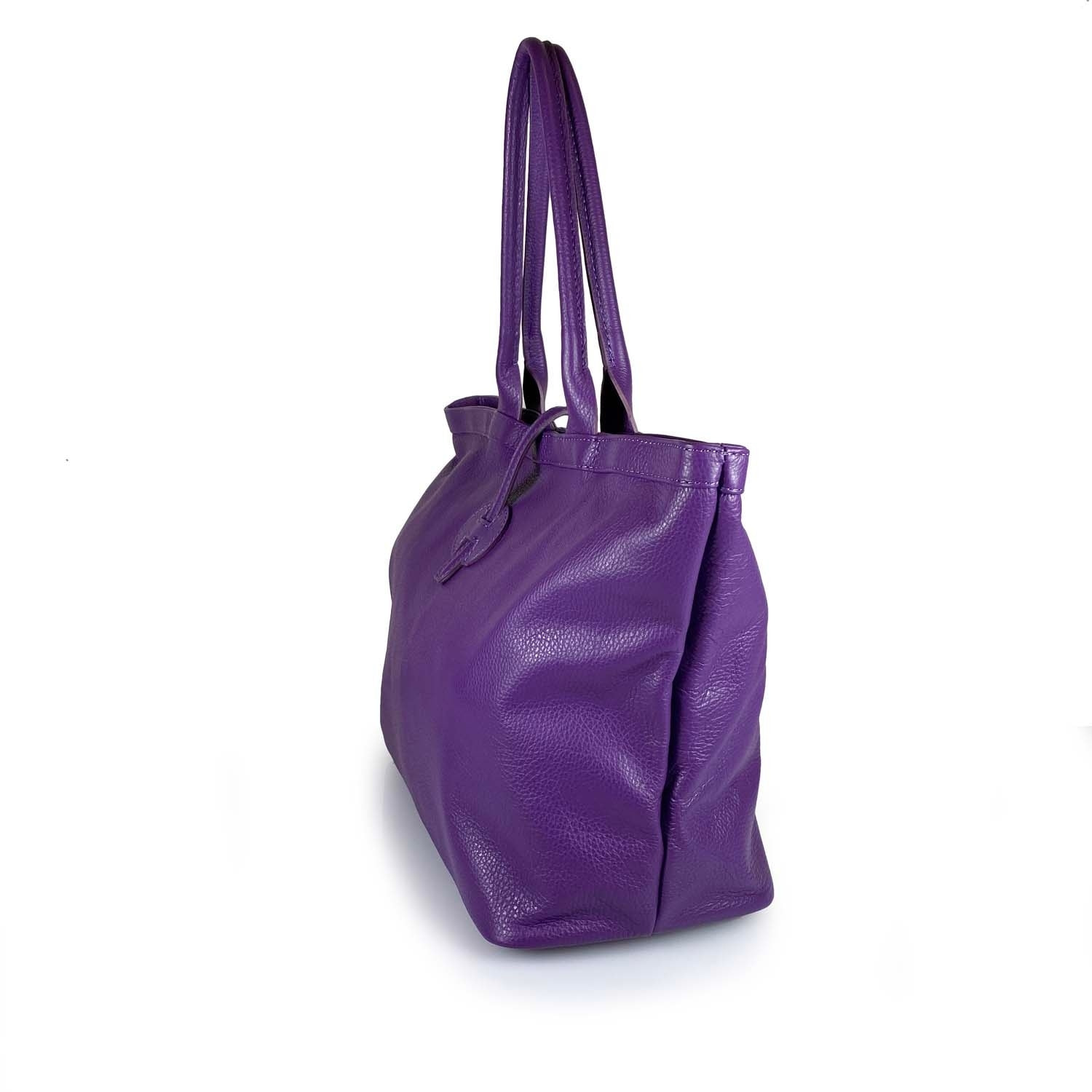 Borse Donna colore Viola-in pelle Made in Italy 42 x 38 x 6cm