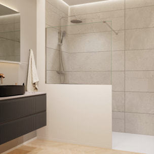 Pare-muret 120x100cm Paroi en verre Crystal Glass® 8 mm anticalcaire, avec bras et profilés chrome brillant (SATBWIS120PR)
