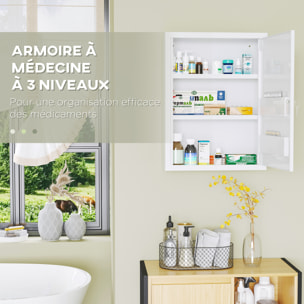 Armoire à pharmacie 2 étagères 3 niv. verrouillables dim. 40L x 15l x 53H cm 2 clés logo croix acier blanc