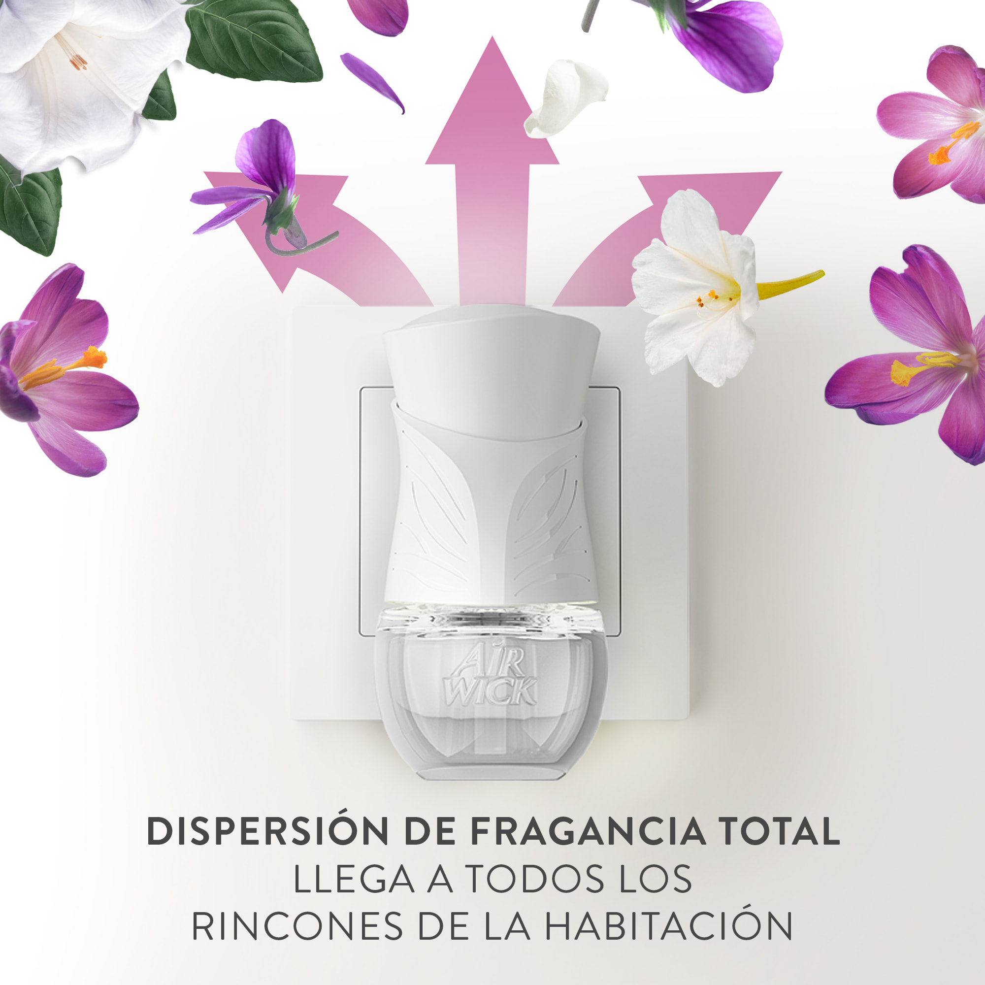 Air Wick Eléctrico Edición Limitada Viaja desde casa - Ambientador para casa con aroma a Flores en el camino (Lirio de Luna y Satén de Seda) - Recambio