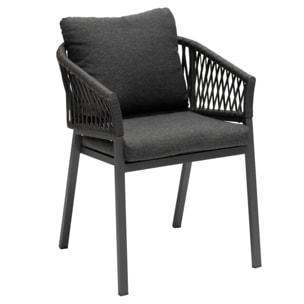 Lot de 2 fauteuils de jardin "Oriengo" anthracite & graphite en aluminium et mailles tressées