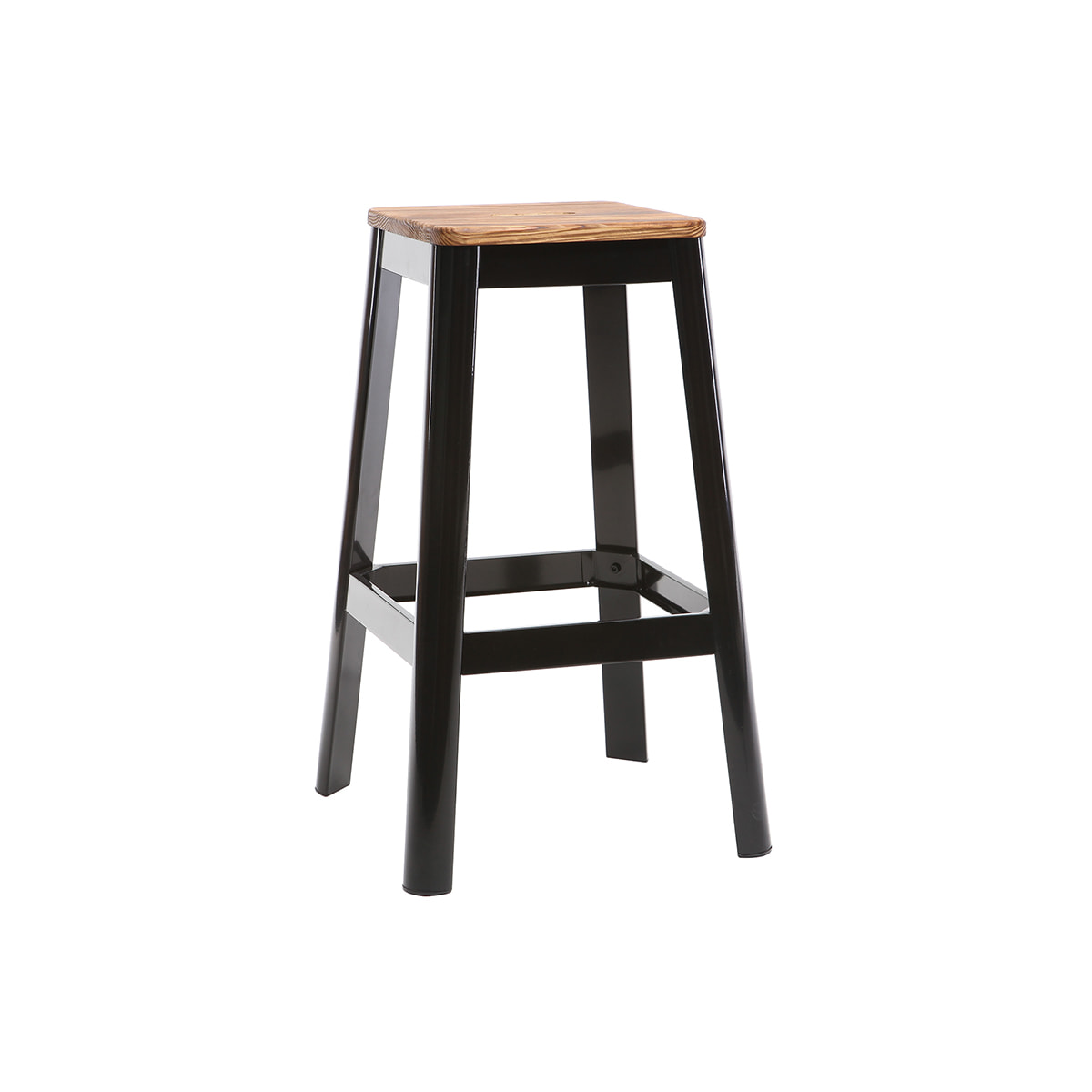 Tabouret de bar design noir et bois H75 cm NICK