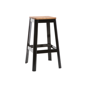Tabouret de bar design noir et bois H75 cm NICK