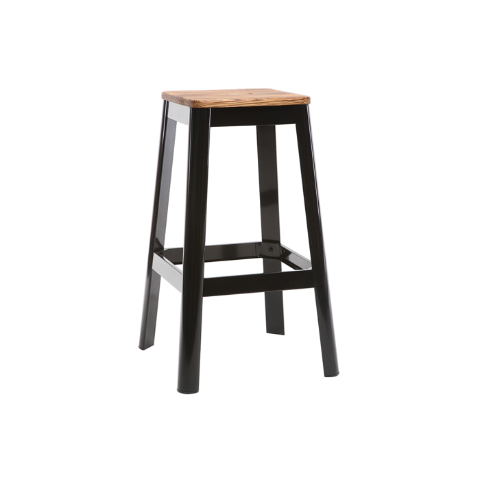 Tabouret de bar design noir et bois H75 cm NICK