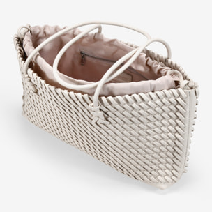 Bolso de hombro beige trenzado