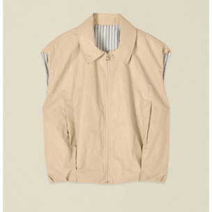 Oltre - Chaleco con cremallera y bolsillos - Beige