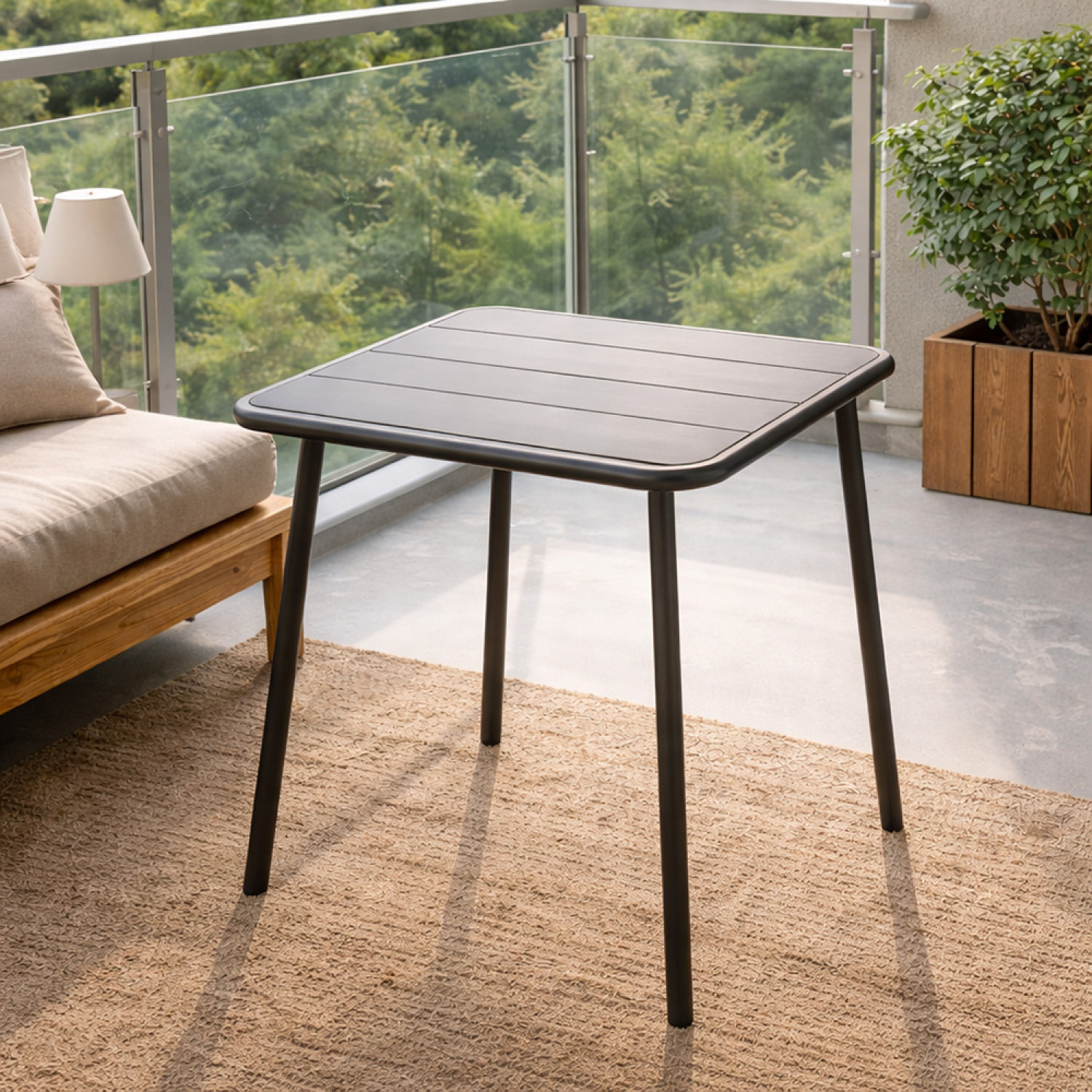 EVORA Table carrée 2 places 50x50cm gris foncé
