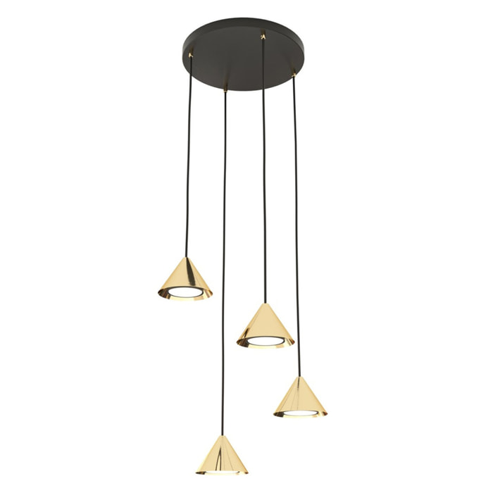 Lampada a sospensione ELIT in acciaio oro e dettagli nero