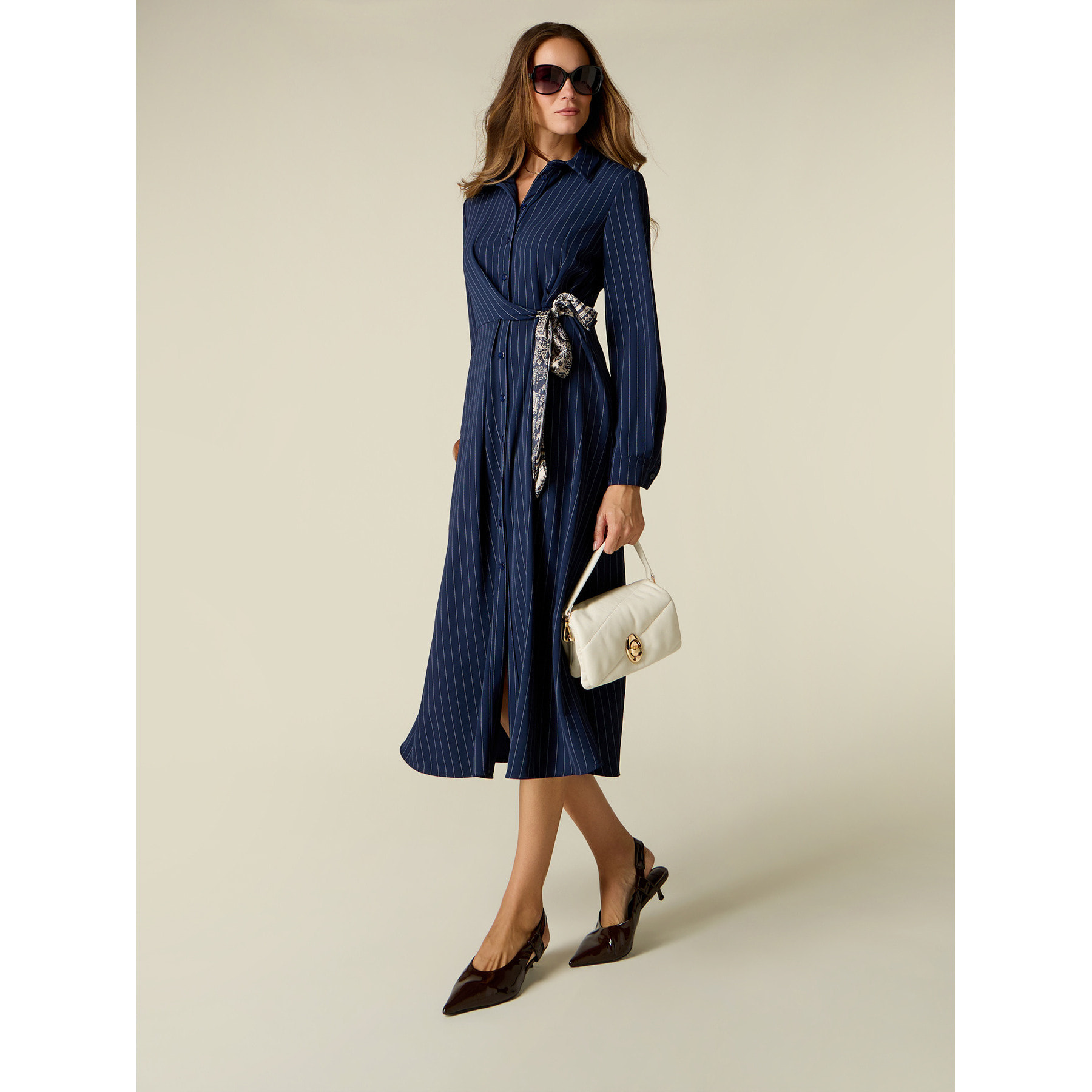 Oltre - Vestito chemisier a righe - Blu