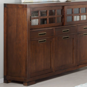 Buffet Kenia -bois massif de mindi et placage naturel de mindi-couleur teck 160 x 110 x 43 cm