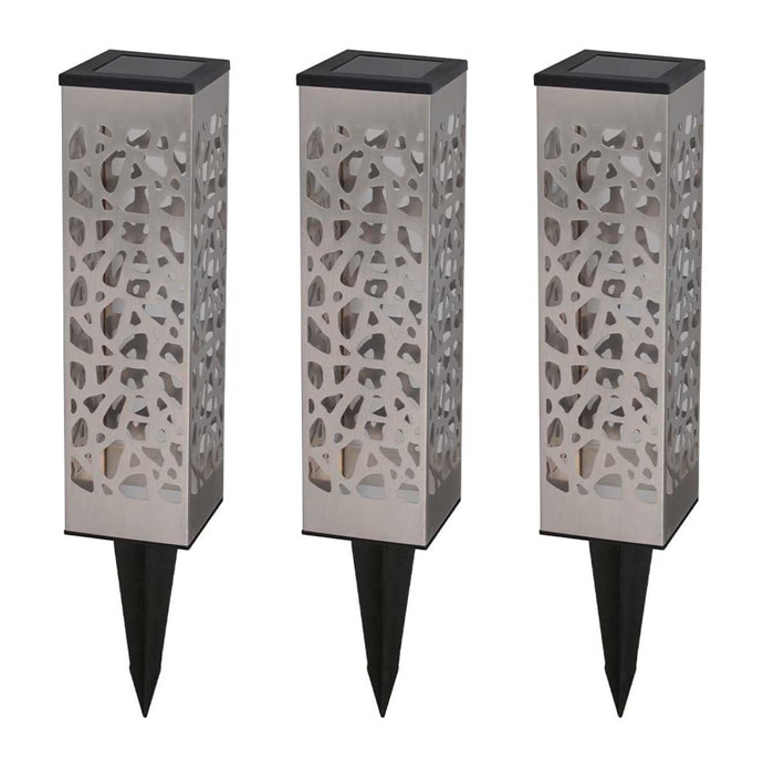 3 Balises solaires à piquer ORGANIC INOX H31cm