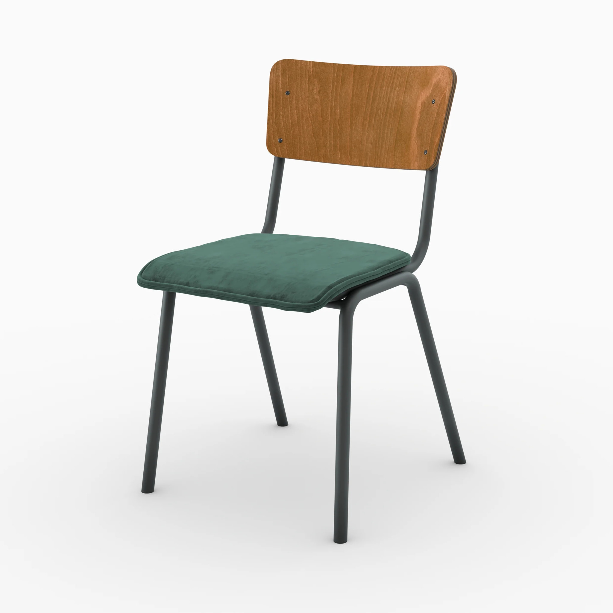 Lot de 2 chaises en bois foncé et velours vert - Nico
