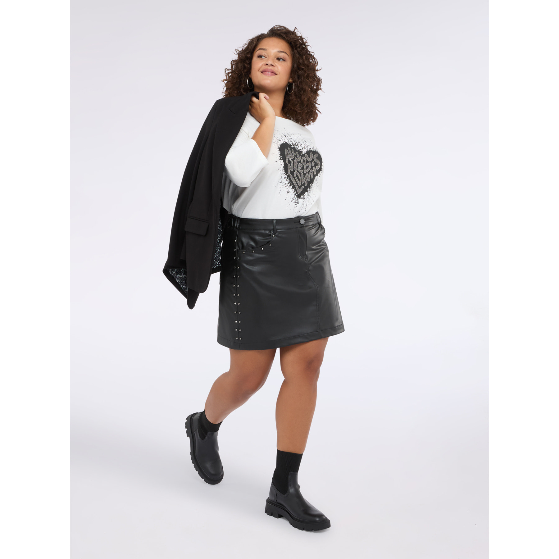 Fiorella Rubino - T-shirt in jersey con stampa rock - Bianco