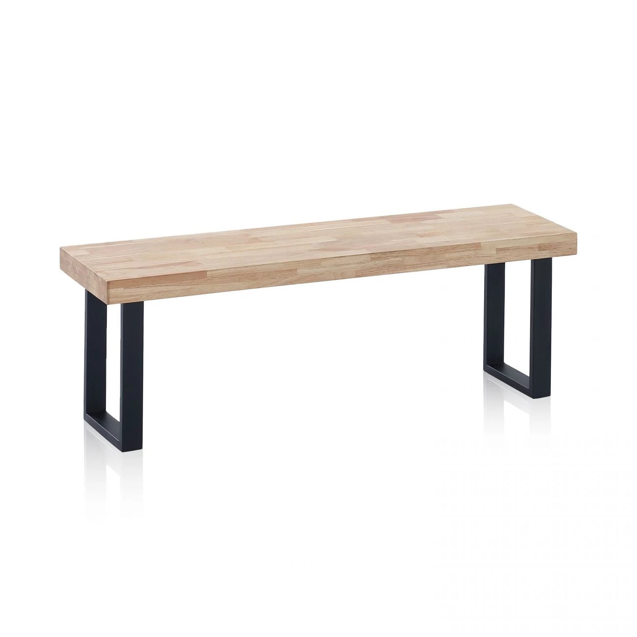 Banco de madera con patas metálicas en negro y roble salvaje 120x34 cm Loft Roble salvaje - Negro