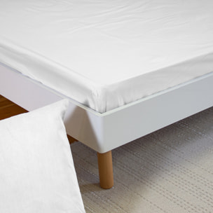 Drap housse percale de coton 65 fils uni - banc