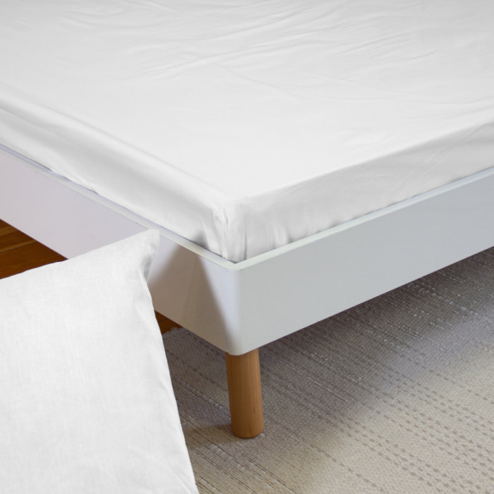 Drap housse percale de coton 65 fils uni - banc