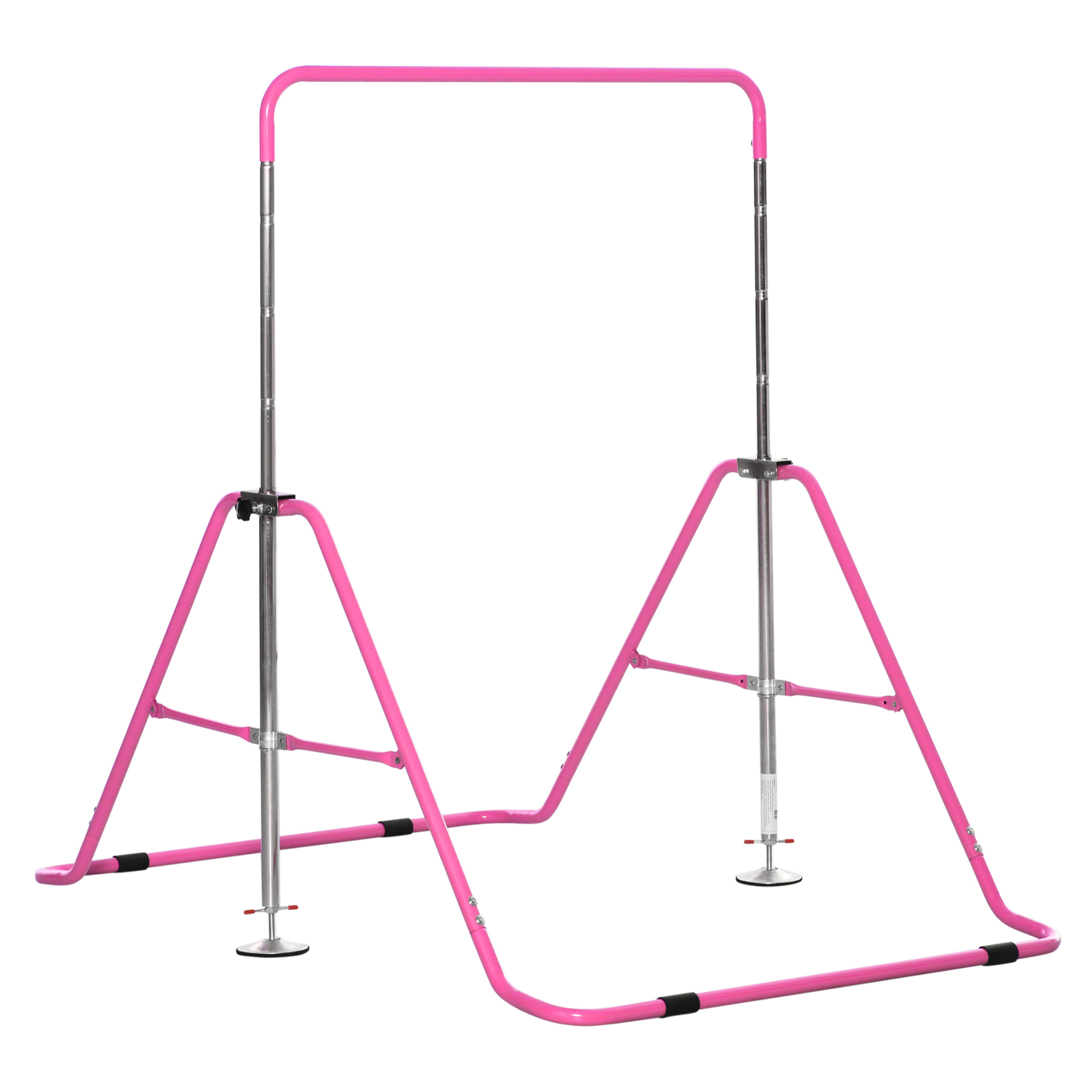 Barre fixe de gymnastique enfant - barre de gymnastique pliable hauteur réglable 4 niv. 88 à 128 cm - acier rose