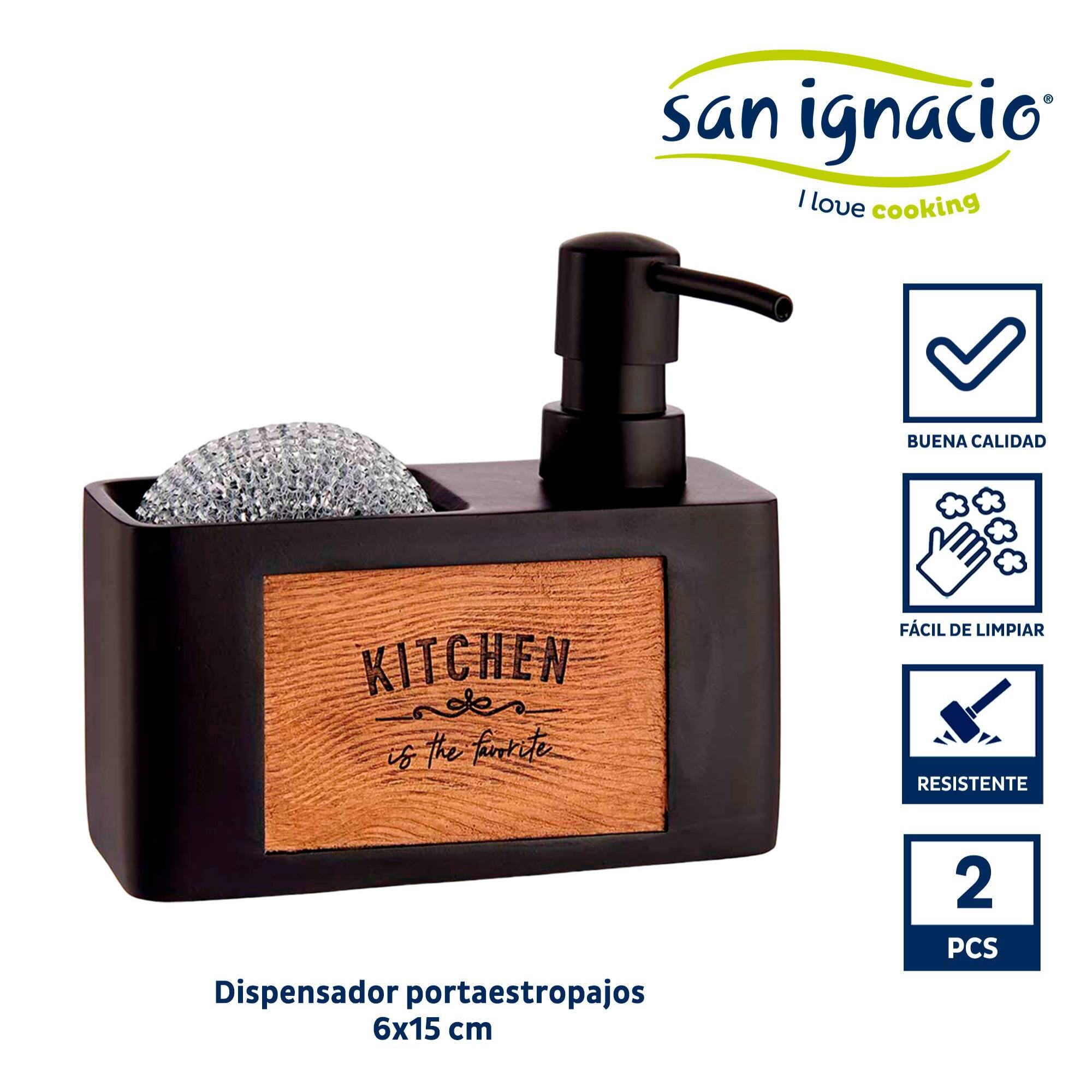 Dispensador soporte esponja negro grabad colección kinvara