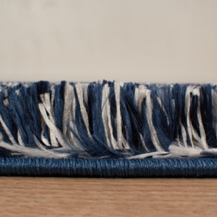 Oslo - tapis salon à poils longs abstrait bleu