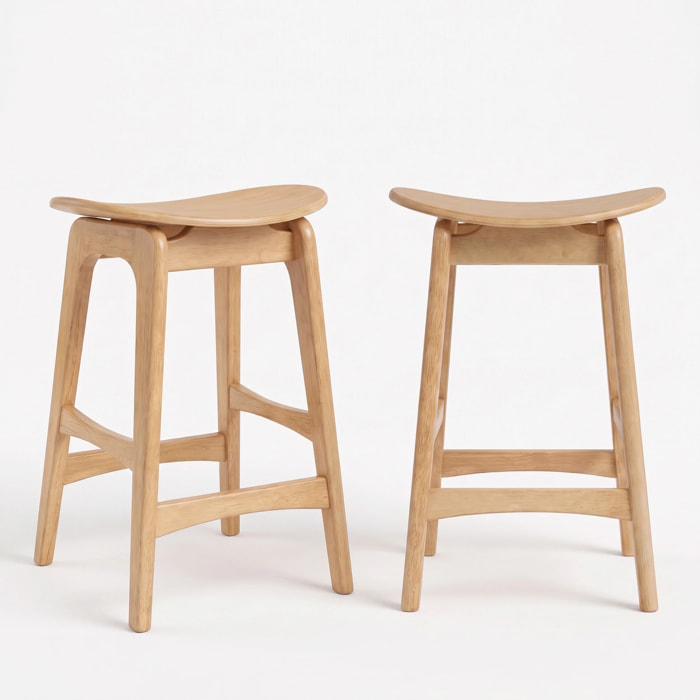 Lot de 2 tabourets pour îlot central 63 cm en bois clair - Jude