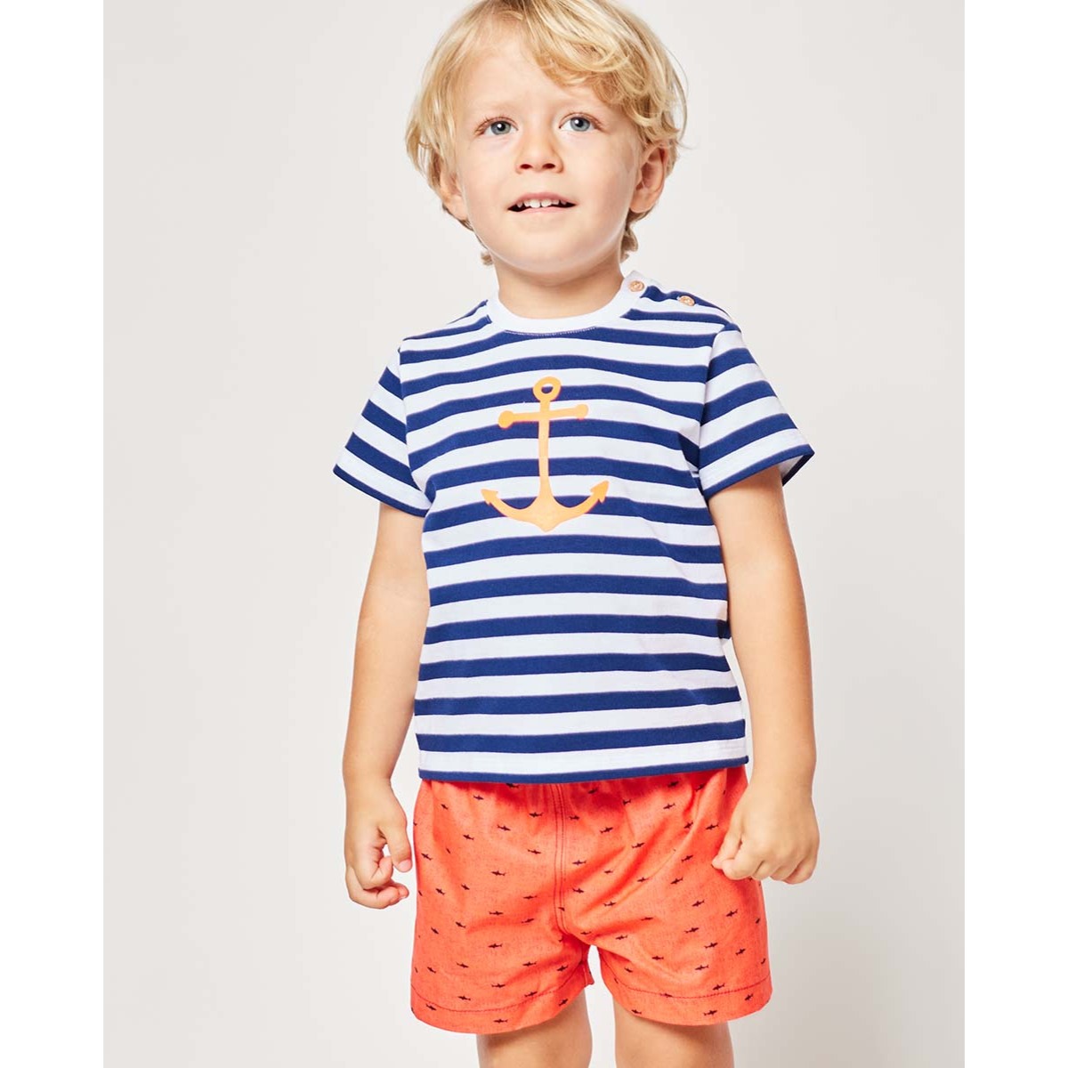 CAMISETA RAYAS CON ANCLA FLUOR