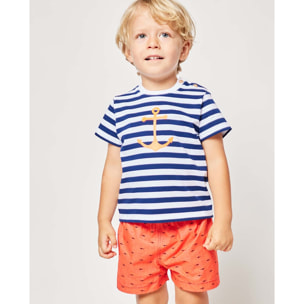 CAMISETA RAYAS CON ANCLA FLUOR