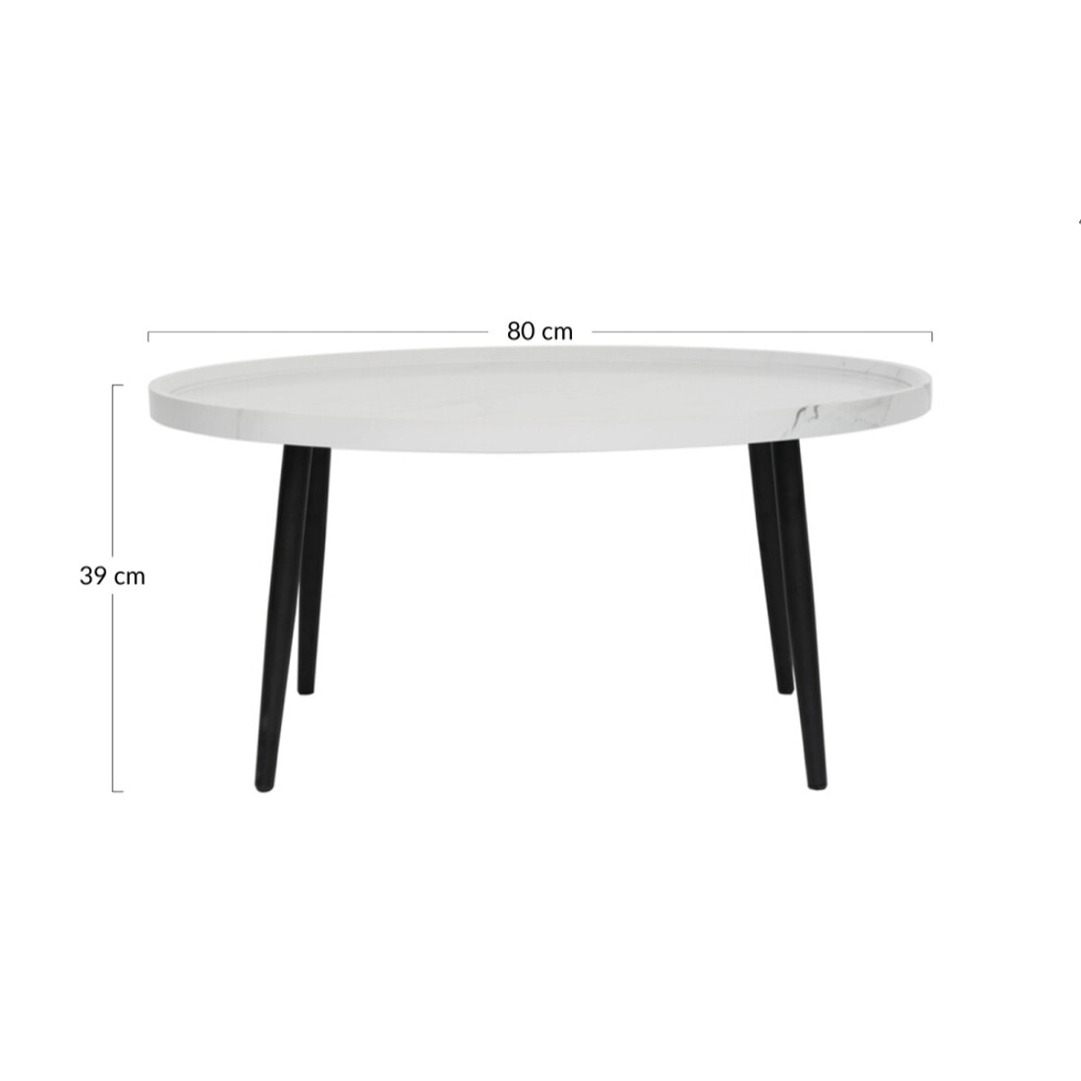 Helsinki - table basse - effet marbre - 80 cm - Gris