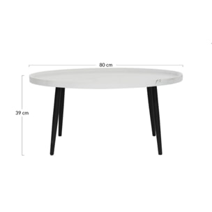 Helsinki - table basse - effet marbre - 80 cm - Gris