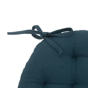 Galette de chaise "Anjali" en coton D38cm bleu égéen