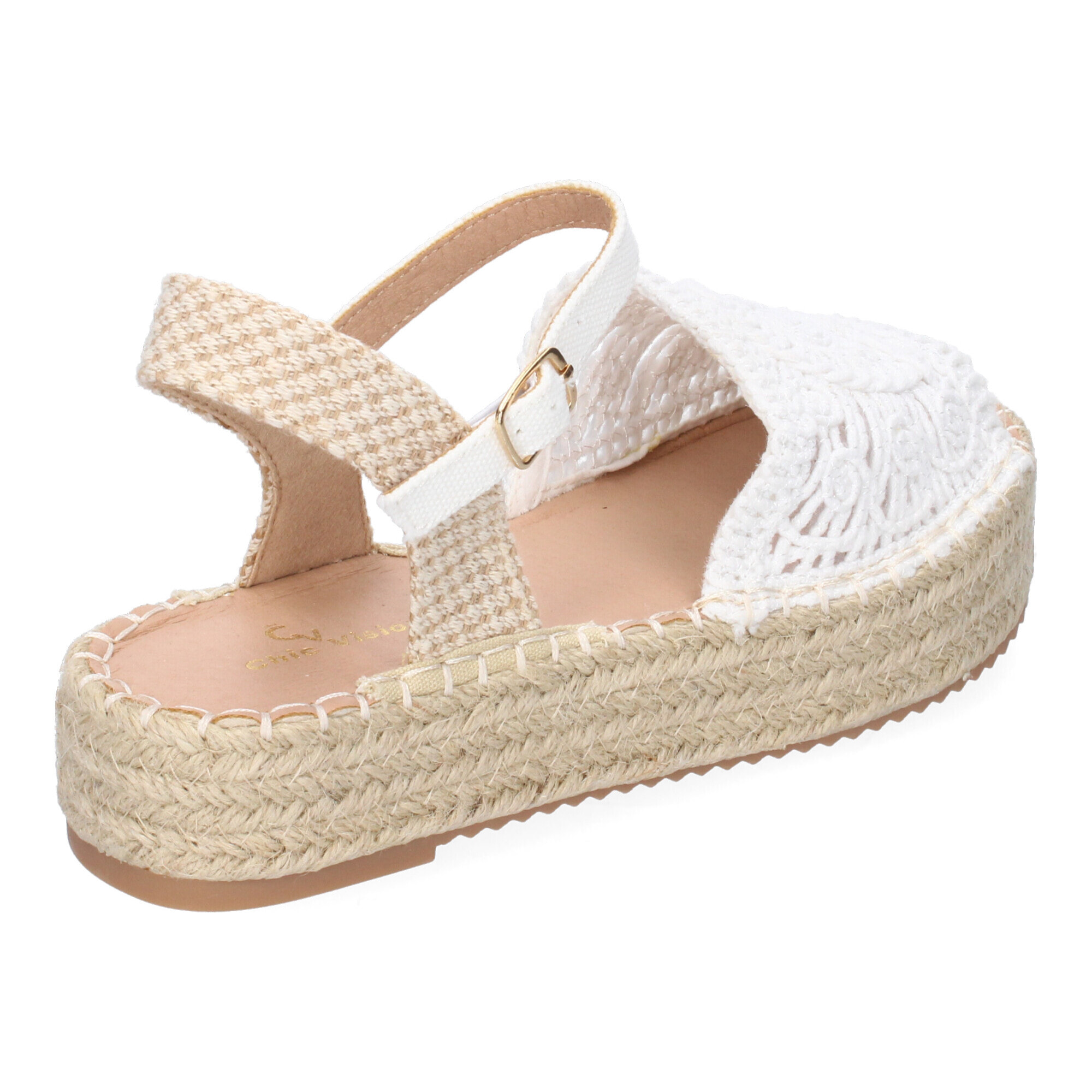 Sandalia de Plataforma para Mujer, Comoda, Forrada de Yute, Pala Abierta y Entrelazada