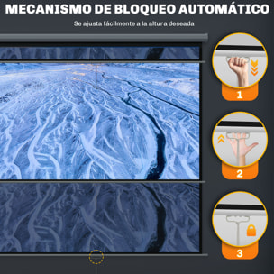 Pantalla de Proyector Manual 120 Pulgadas Pantalla de Proyección Portátil Formato 1:1 Ángulo de Visión de 160° para Interior y Exterior Cine en Casa Patio 207x207 cm Blanco