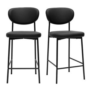 Tabourets de bar fixes noirs H65 cm (lot de 2) BREKA