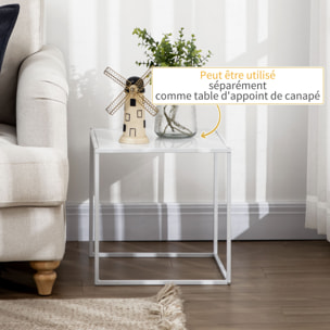 Lot de 2 tables basses gigognes carrées design contemporain encastrable acier blanc