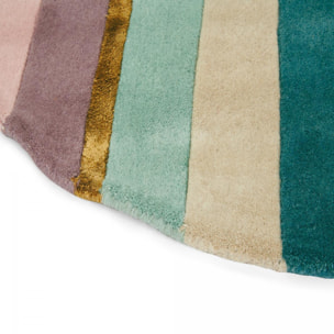 Tapis rond fait à la main en laine motif géométrique NUITOR