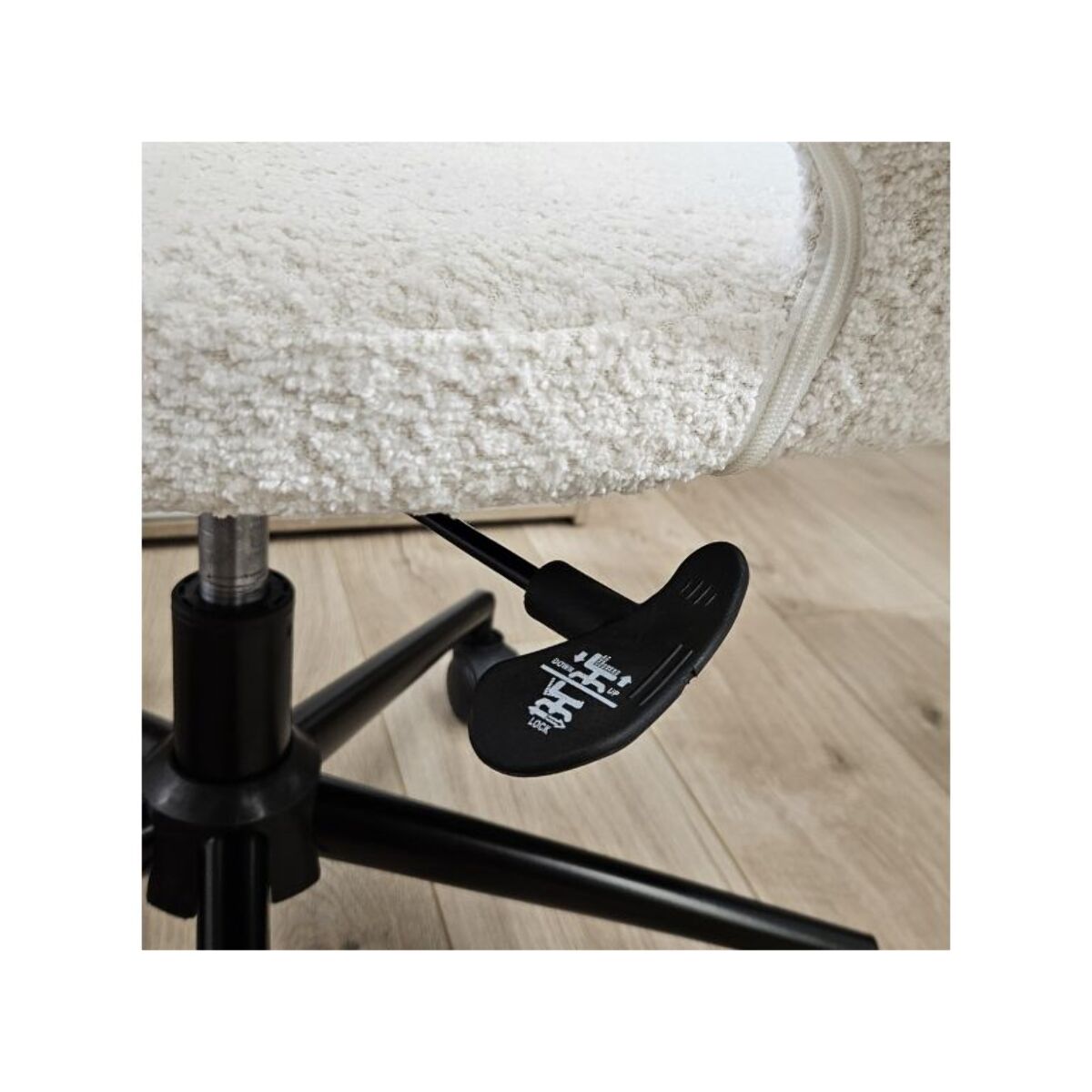 Fauteuil de bureau pivotant 360° tissu bouclette et roulettes - LEON